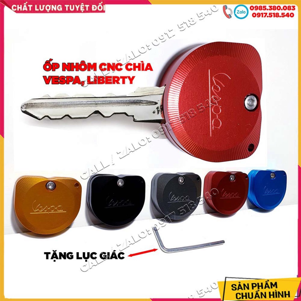 ỐP NHÔM CNC CHÌA KHÓA VESPA , LIBETY - tặng kèm lục giác Ảnh thật Sp