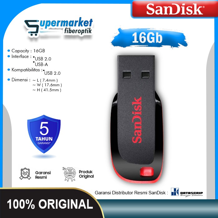 Usb Flashdisk Sandisk 16gb Cruzer Blade Cz50 16gb