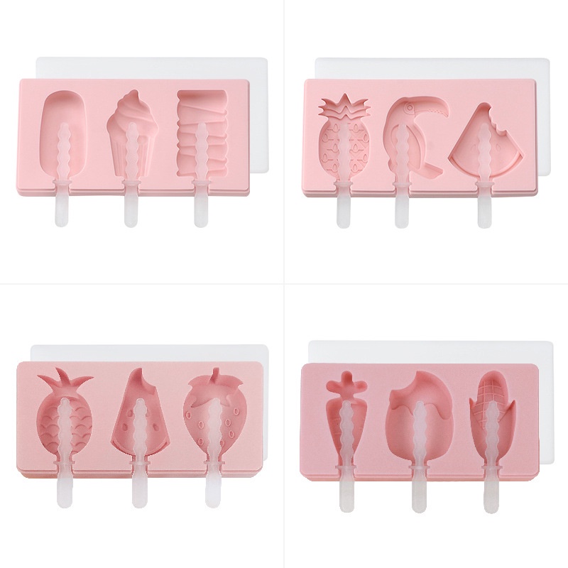 Khuôn Làm Kem Que Bằng Silicone Hình Trái Cây Sáng Tạo