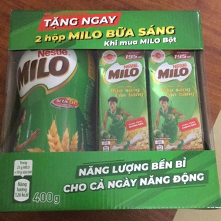 Milo bột 400g Tặng thêm 2 hộp milo bữa sáng