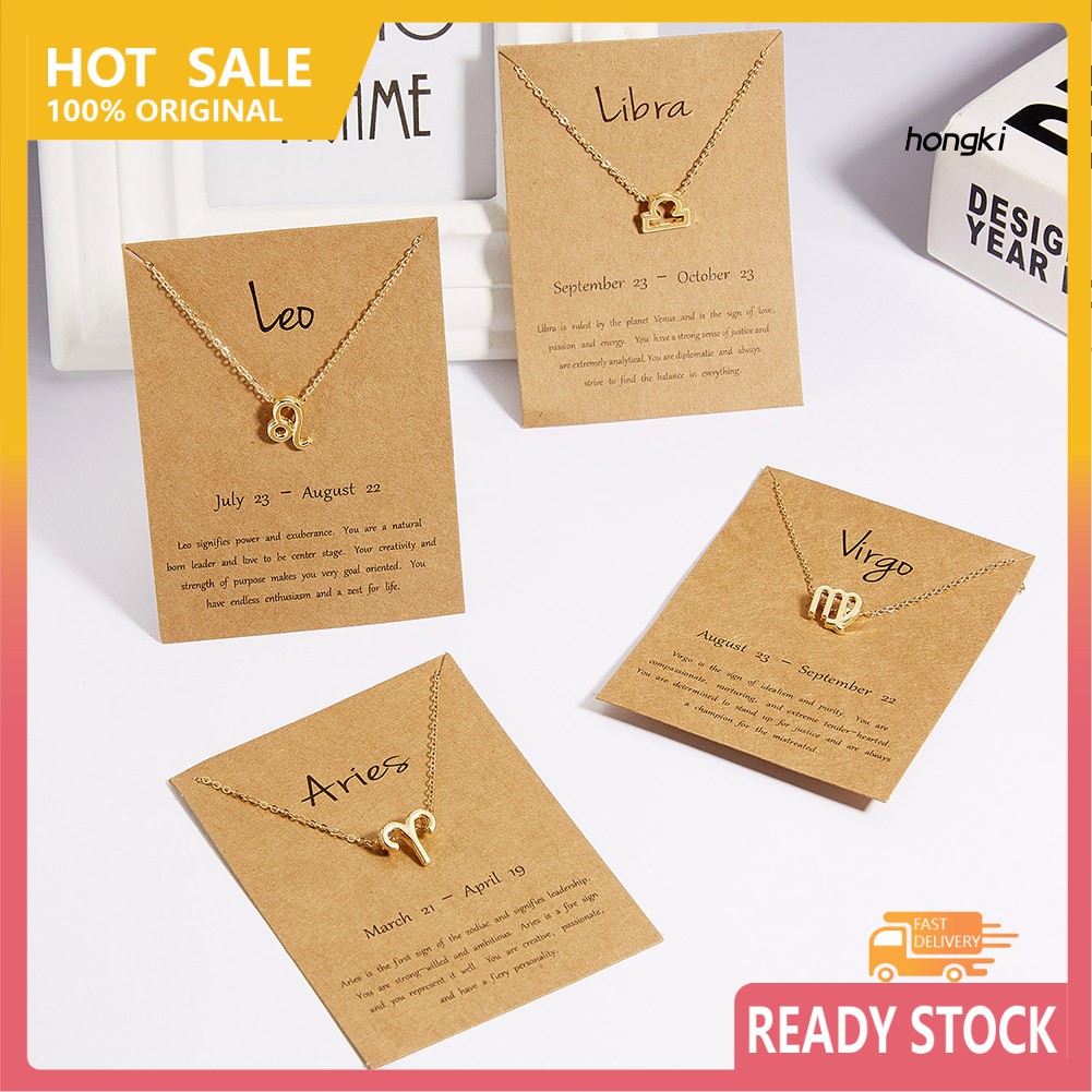 Vòng cổ mạ vàng thiết kế mặt dây hình biểu tượng 12 chòm sao thời trang xinh xắn cho nữ