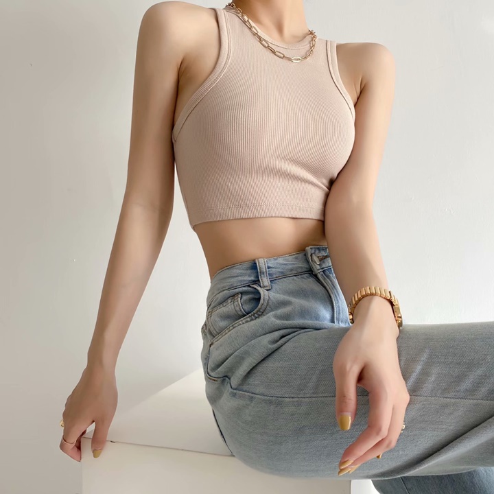 Áo Croptop Ba Lỗ Nữ, Sát Nách Cổ Tròn From Ôm Basic - Tharo Clothing