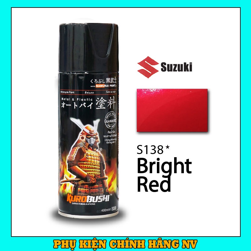 Sơn Samurai màu đỏ sáng S138 chính hãng, sơn xịt dàn áo xe máy chịu nhiệt, chống nứt nẻ, kháng xăng