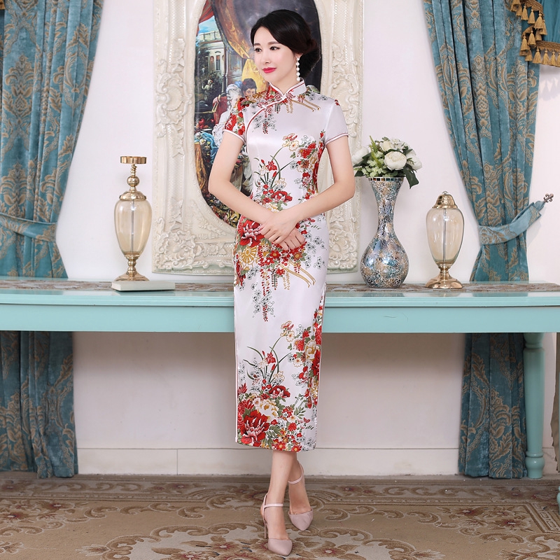 Chinese National Cheongsam Women Long Dress Floral Vintage Plus Size Dresses | WebRaoVat - webraovat.net.vn