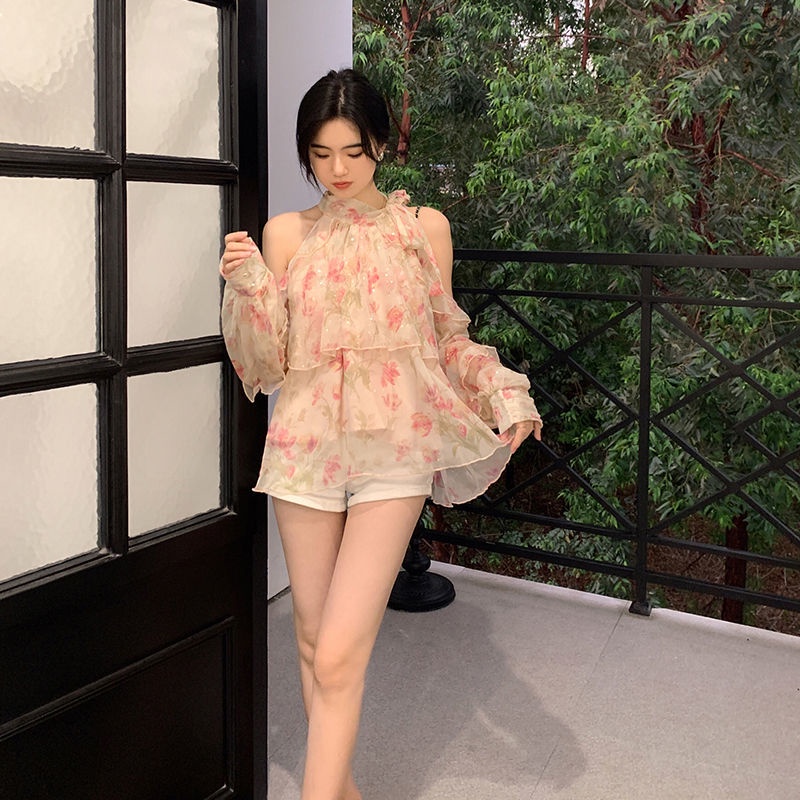 Áo Chiffon Hở Vai In Hoa Thời Trang Mùa Hè 2022 Mới Cho Nữ