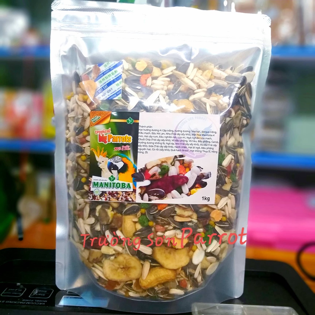 1kg hạt trộn TROPICAL BIG PARROTS MANITOBA  chuyên dùng cho tất cả vẹt macaw và cookatoo lớn