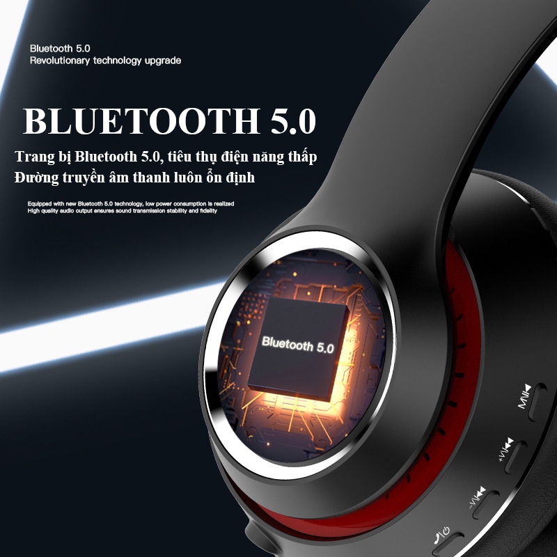Tai Nghe Bluetooth Chụp Tai Không Dây Có Míc Đàm Thoại, Âm Thanh Vòm 3D Supper Bass L500