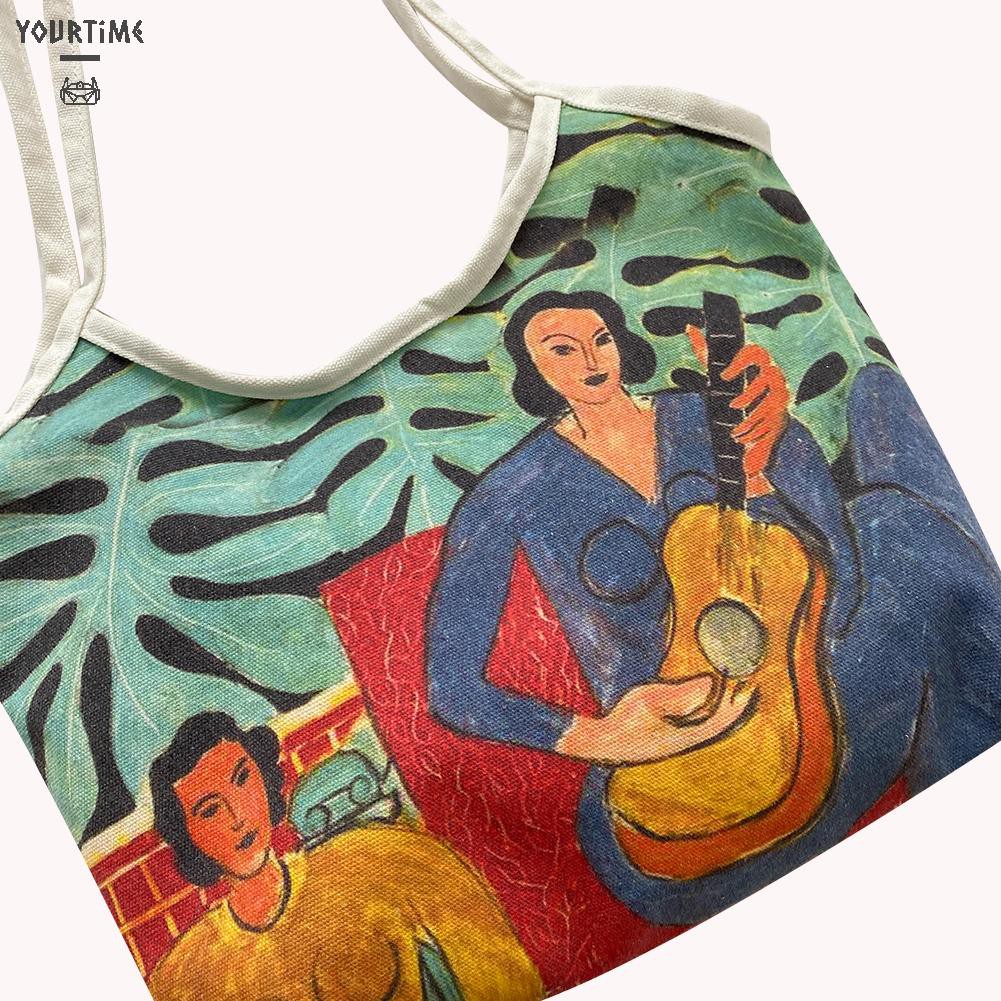 Túi Xách Canvas In Hình Tranh Sơn Dầu Thời Trang Cho Nữ