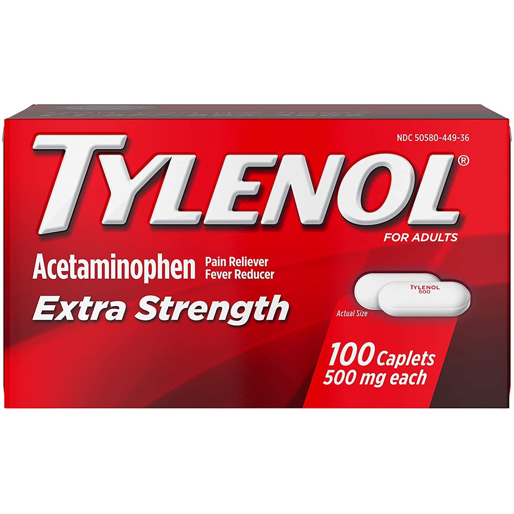 [DATE 5/2025] Týlenol Ácetaminophen Pain Reliever 500mg Caplets 100 VIÊN