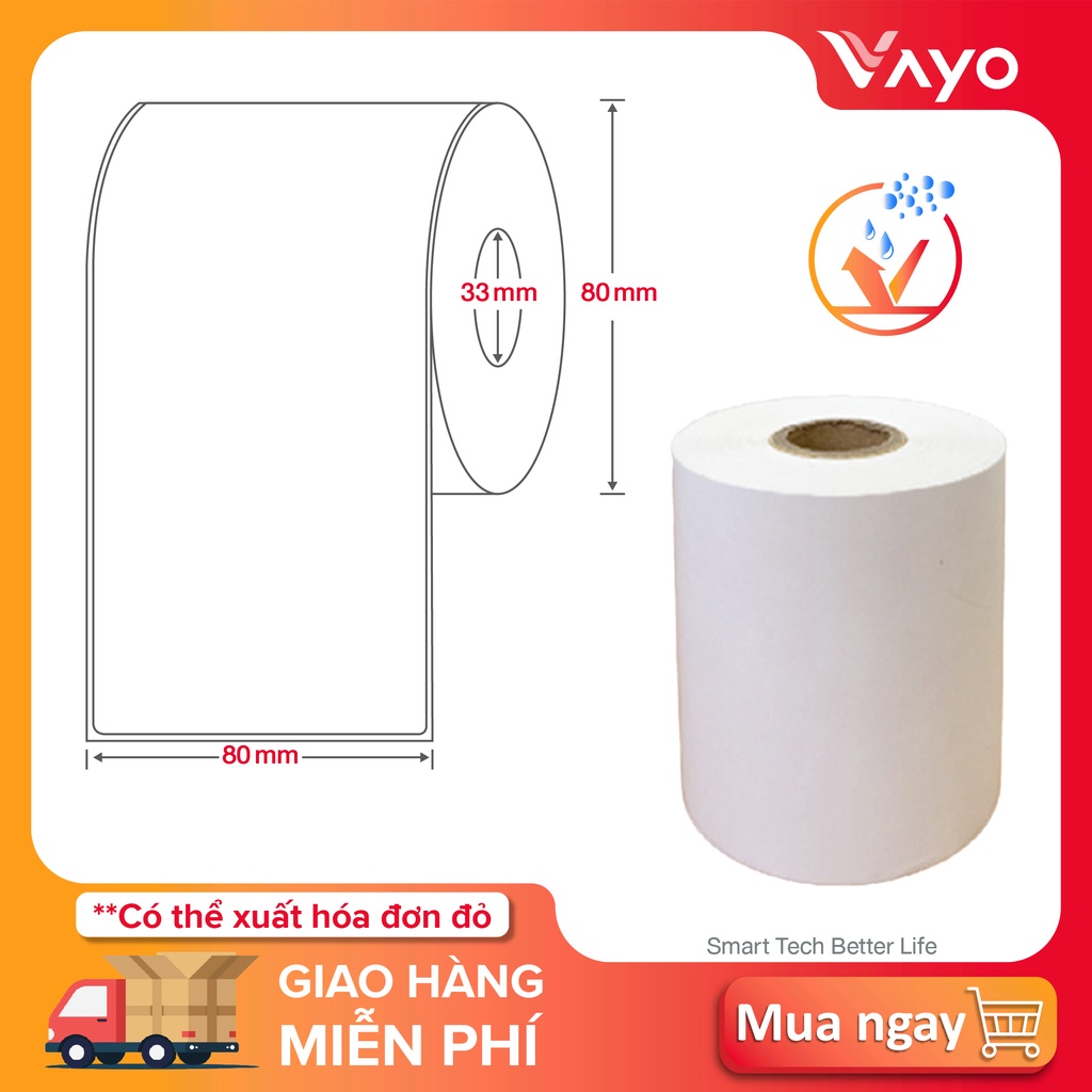 CUỘN LẺ - Tem nhiệt K80 liên tục, decal nhiệt in đơn TMĐT liên tục, Giấy in hóa đơn tự dính 80mm