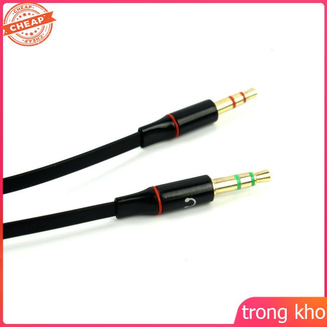 Cáp chia cổng âm thanh sang 2 giắc tai nghe/ micro 3.5mm hình chữ Y