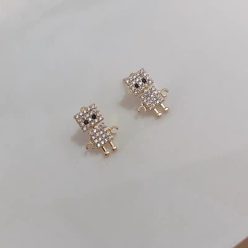 Bông Tai Hình Robot Đính Đá Đơn Giản Phong Cách Hàn Quốc 22833