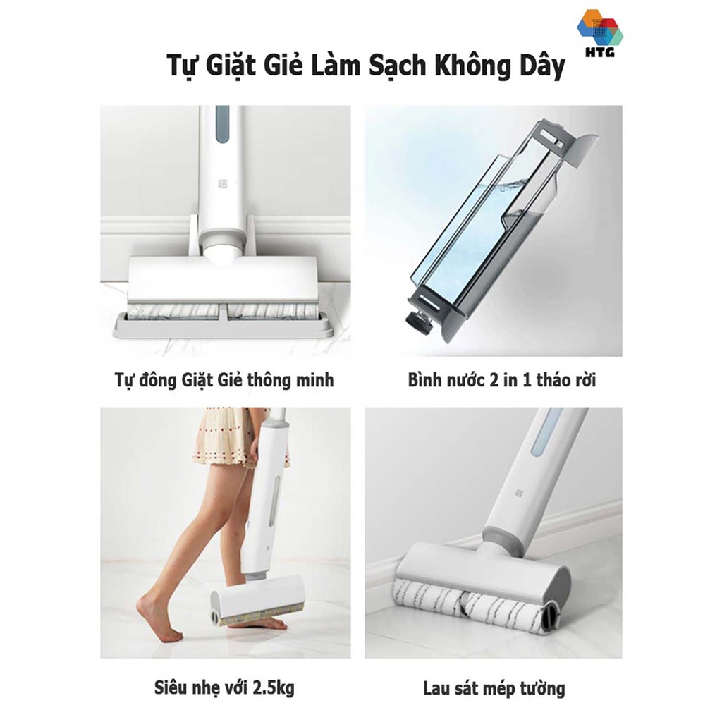 Máy lau nhà không dây Sawadaki DD1 công nghệ thẩm thấu, tự động giặt giẻ, siêu nhẹ 2.5kg, bình nước 2 in 1 chính hãng