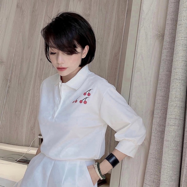 ⚡️BÁN SỈ⚡️Áo nỉ trắng tay lỡ in hình cherry