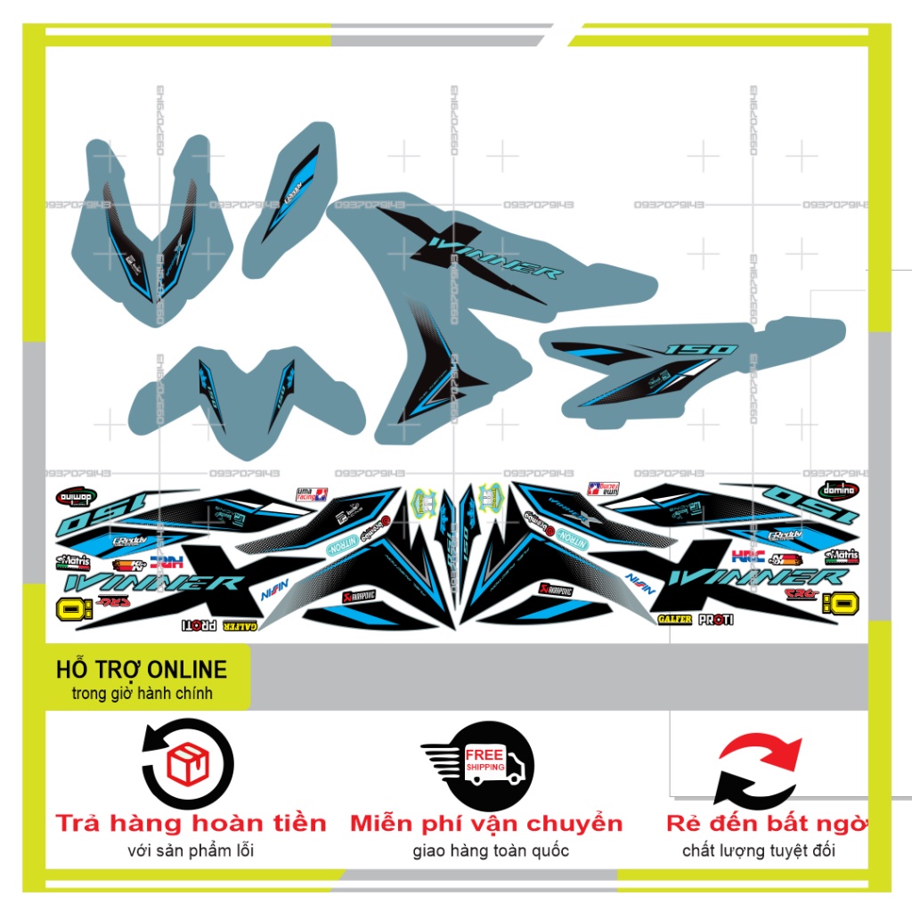 TEM XE WINNER X DÁN XE XÁM XI MĂNG -- SHIN DECAL 2