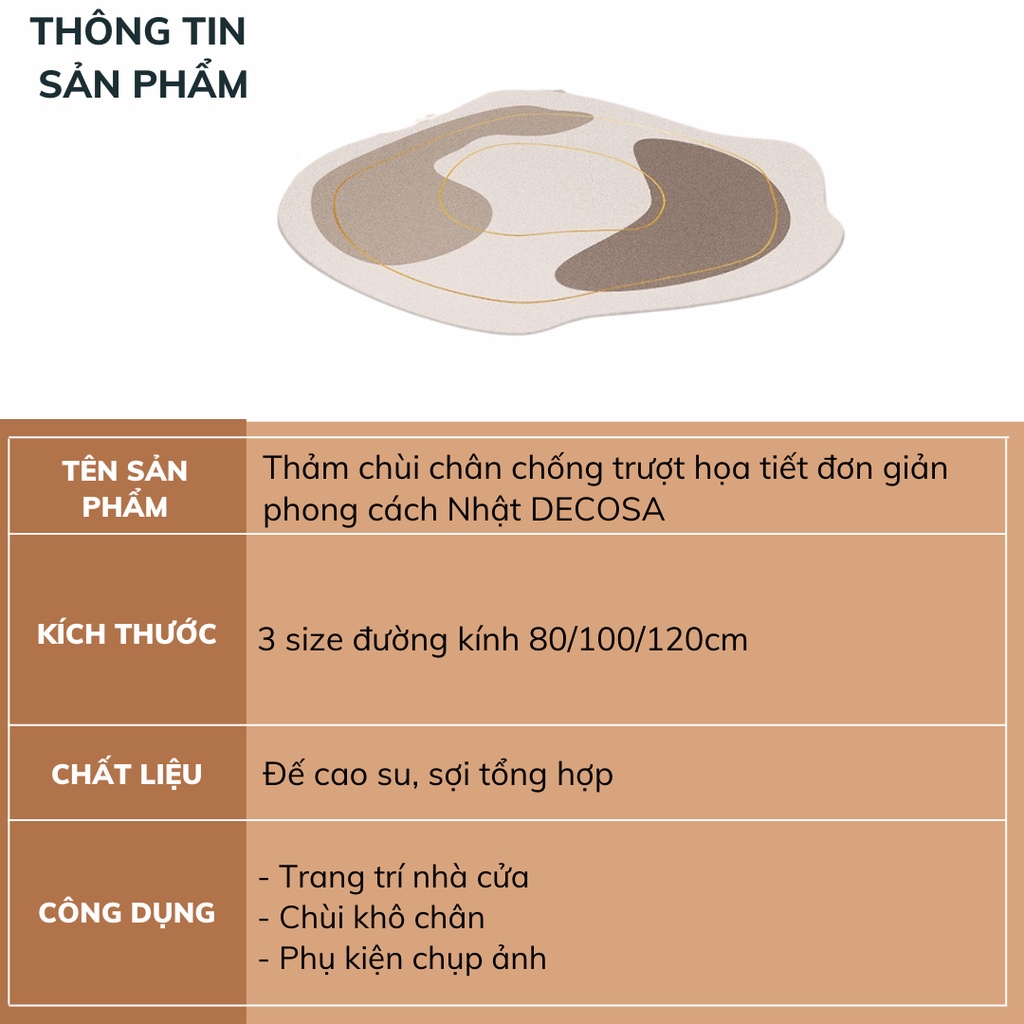 Thảm chùi chân chống trượt họa tiết đơn giản phong cách Nhật DECOSA