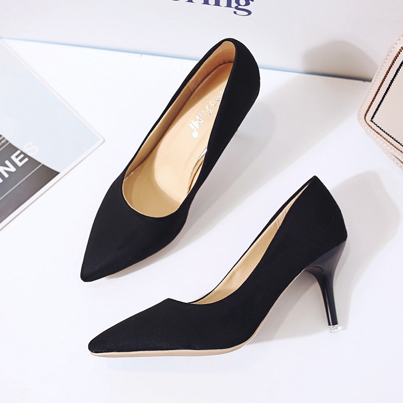 Giày Cao Gót Nhung Mũi Nhọn Cho Nữ (6 Màu)