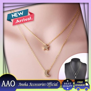 Dây Chuyền 2 Trong 1 Hình Trăng Và Sao Kl005