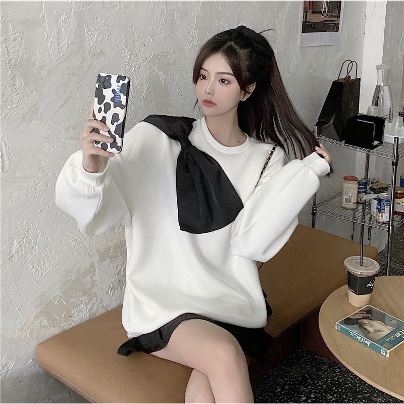 ÁO HOODIE NƠ THU ĐÔNG THỜI TRANG NỮ - EMILYSHOP