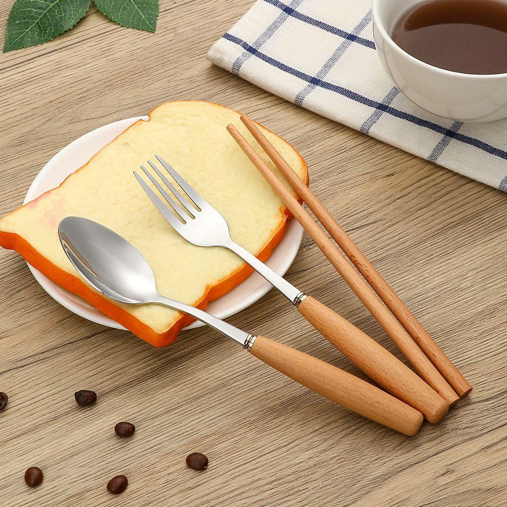 Bộ 3 Món Muỗng Nĩa Bằng Gỗ Có Thể Tái Sử Dụng Kèm Hộp Đựng