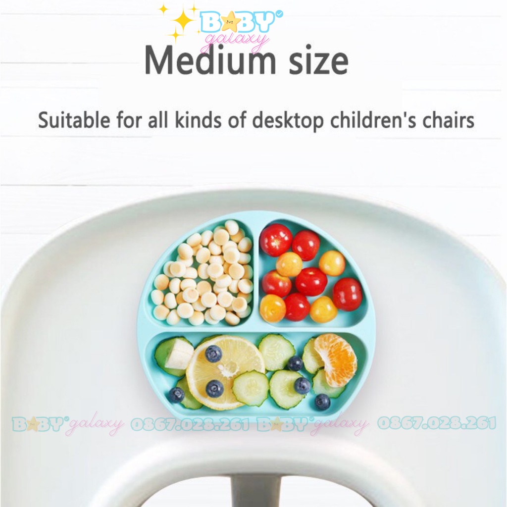 Khay silicon có đế hít chống lật đổ,Combo Khay Yếm ăn dặm nhiều màu cho bé - Baby Galaxy Official