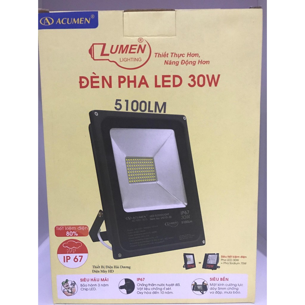 Đèn Pha Led Lumen LF01D-30 dùng Hạt Led 30W - BH 3 năm