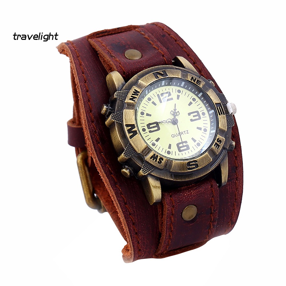 Đồng Hồ Đeo Tay Dây Giả Da Thời Trang Vintage Cho Nam Nữ