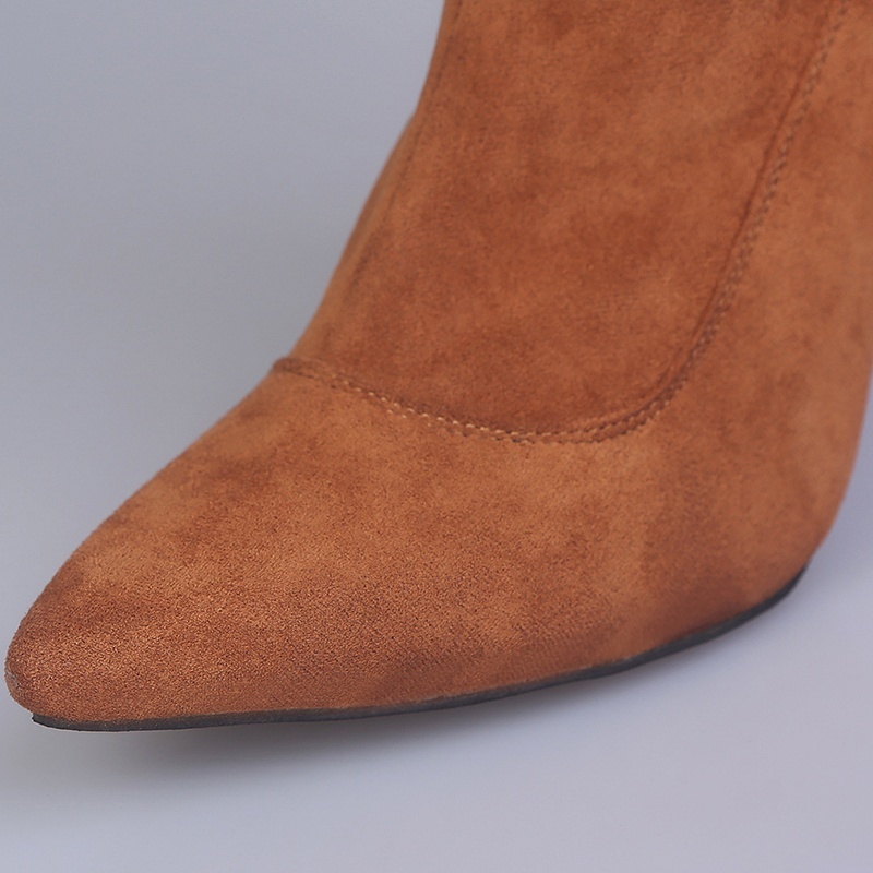 Giày bốt cổ cao qua gối màu đen/ bạc gợi cảm cho nữ