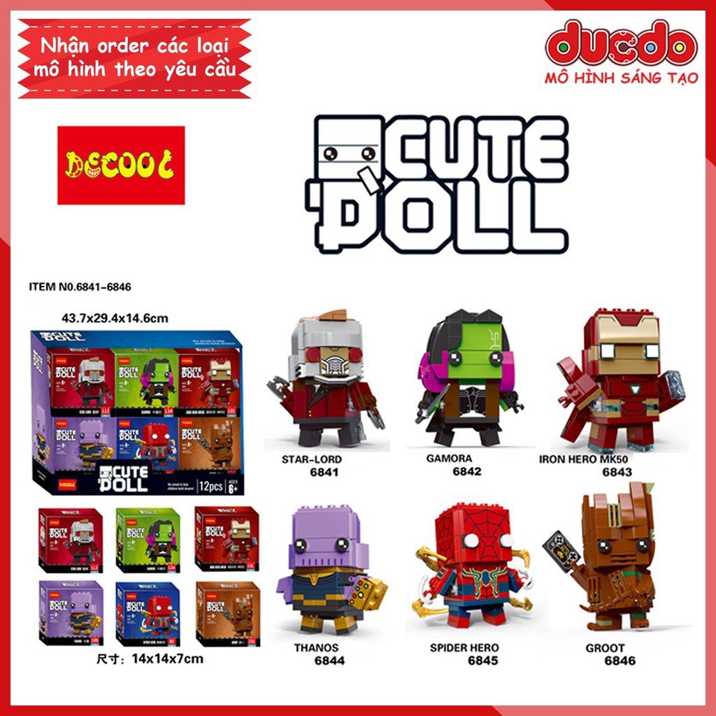 Brick Headz các siêu anh hùng Iron Man, Thanos - Đồ chơi Lắp ghép Mini Minifigures DECOOL 6841-6846 BrickHeadz