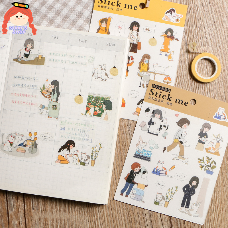 Sticker Dán Trang Trí Hình Mèo Dễ Thương