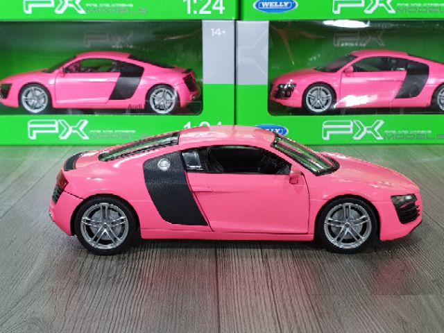 Xe Mô Hình Audi R8 V10 1:24 Welly sản xuất / Màu hồng