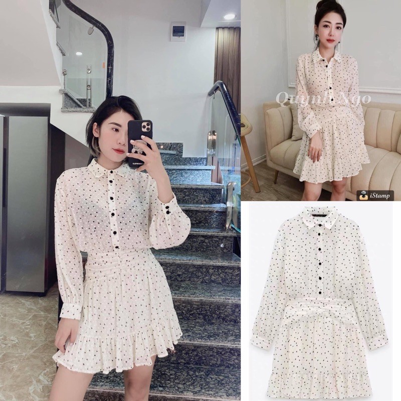 [ORDER-XUẤT TAG CHUẨN-ẢNH THẬT] Váy đầm mini chấm bi Zara xuất xịn