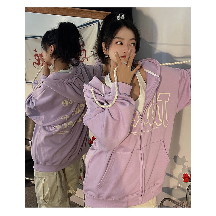 Áo Khoác Khóa Kéo Có Mũ Trùm Đầu Thời Trang Phong Cách Mỹ