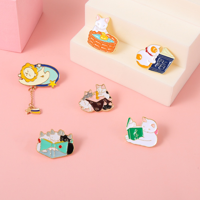 Ghim Cài Ba Lô Tráng Men Hình Động Vật / Thỏ / Mèo / Sư Tử Dễ Thương 12 Kiểu Lựa Chọn