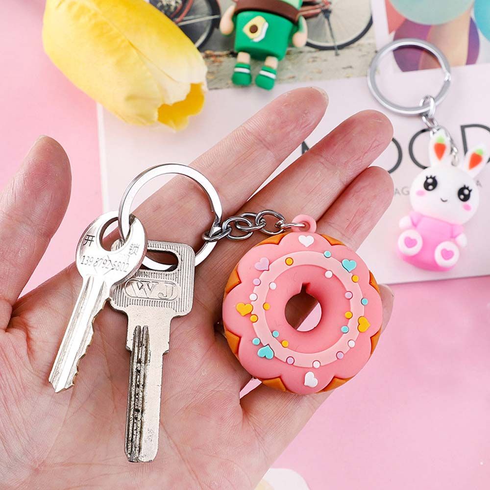 Móc Khóa Pvc Hình Bánh Donut Nhiều Màu Dễ Thương