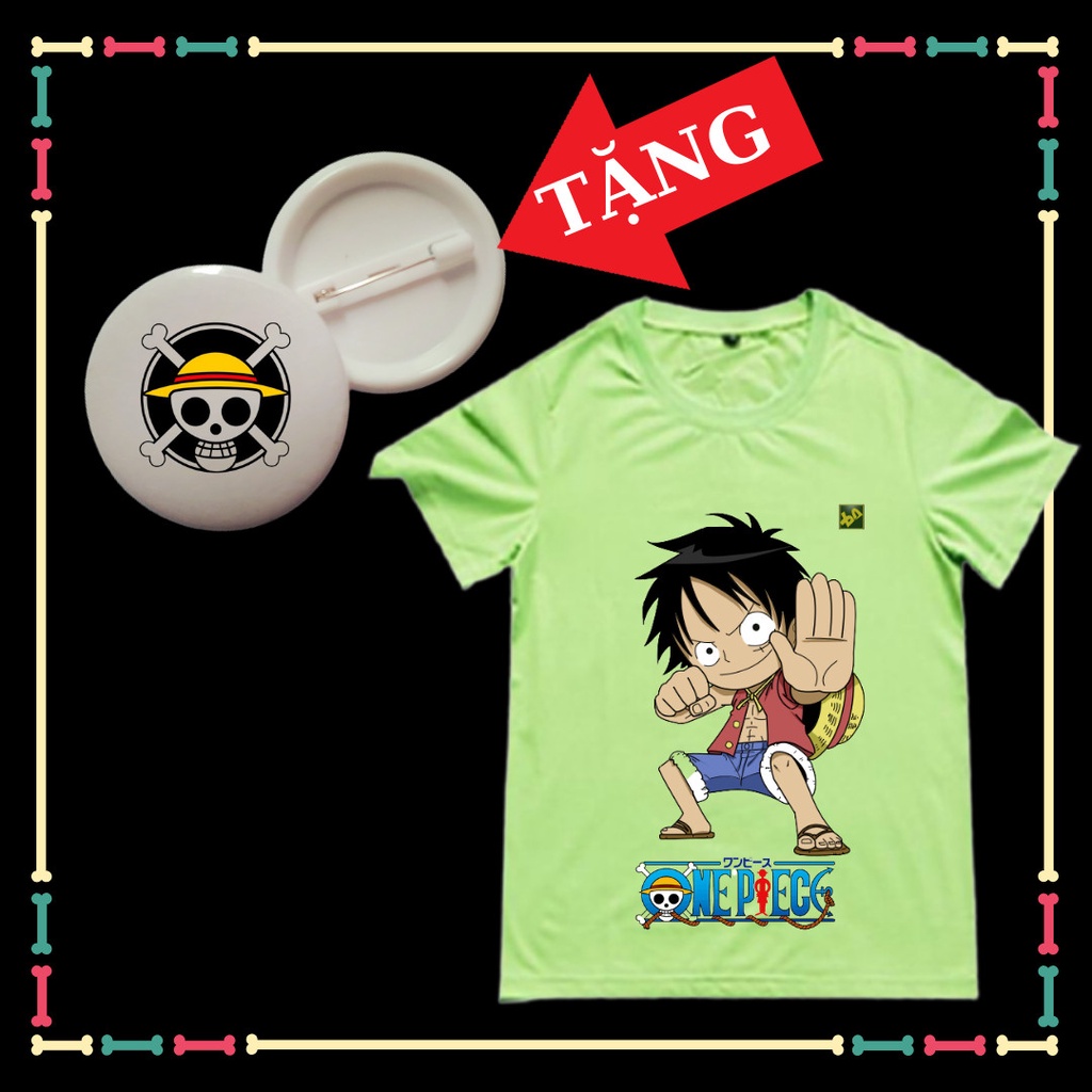 Áo Thun One Piece Luffy Áo bé trai bé gái Áo trẻ em đủ màu đủ size áo từ 10kg đến 90kg Tặng HUY HIỆU One Piece Luffy