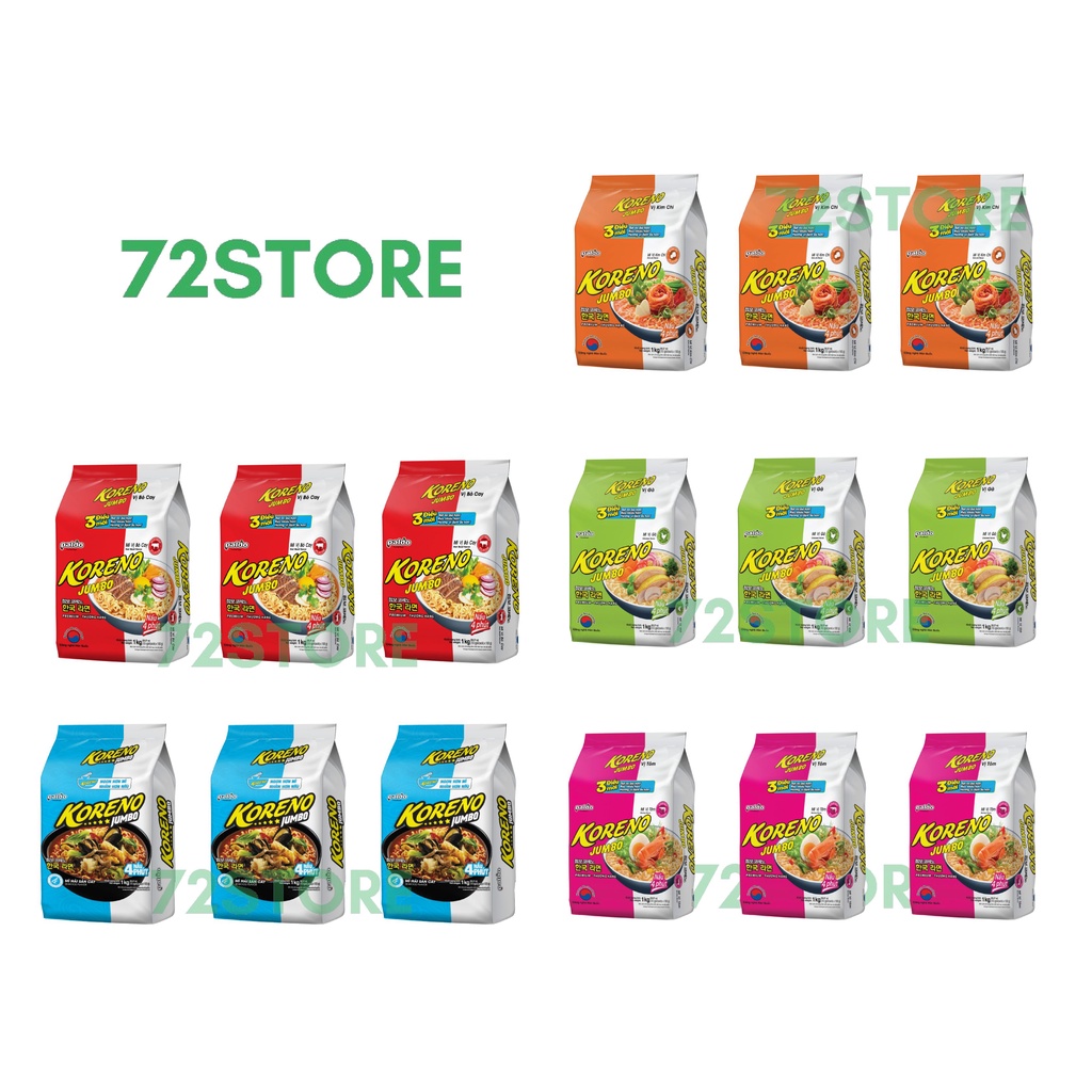 MÌ ĂN LIỀN KORENO JUMBO HÀN QUỐC 1KG (LỐC 10 GÓI) .