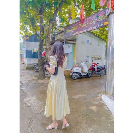 VÁY THÔ ĐŨI CỔ VUÔNG DÁNG DÀI MỀM MẠI