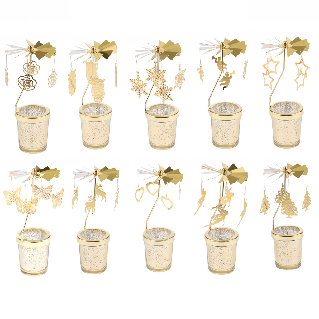 Auto Rotating Spining Tea Light Votive Candle Holder Home Decoration -Star