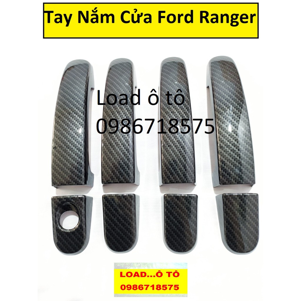 Bộ Ốp Tay Nắm Cửa Carbon Ranger 2022-2016 Màu Đen Vân carbon