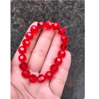 Vòng tay pha lê đỏ cắt giác hạt 10ly