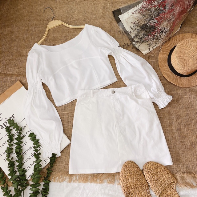 Set áo Bv tay phồng+cv trắng