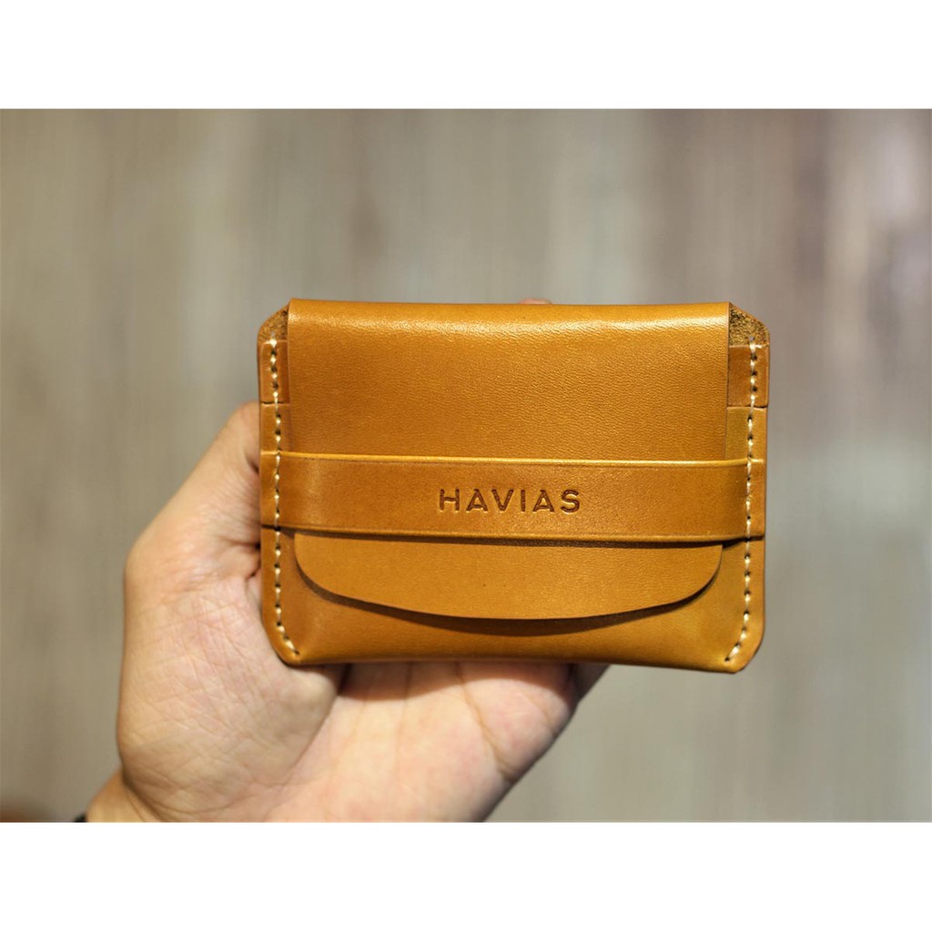 Smile HAVIAS ví mini thủ công da Shell Cordovan 100%