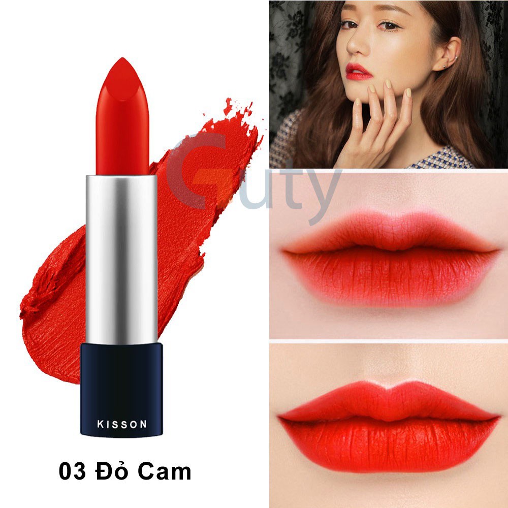 Son lì KISSON matte lipstick dạng thỏi từ thiên nhiên, chất siêu mịn mượt Tươi Tắn Ko Lo Bị Trôi -Sứa Closet