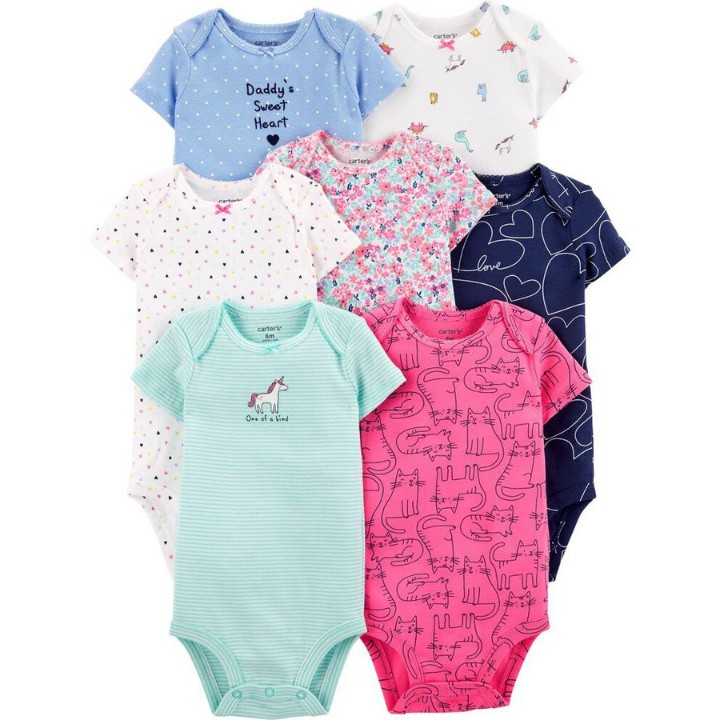 Bodysuit cho bé body chip cộc tay trẻ sơ sinh bộ áo liền quần cotton Cater mùa hè mềm mát Homedy Kids BD02