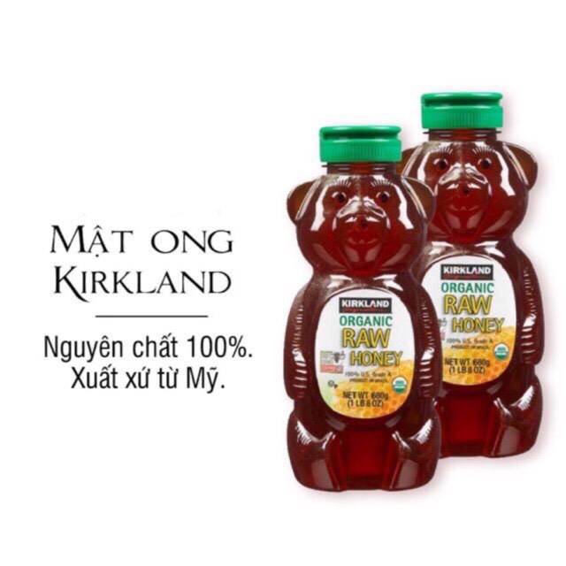 Mật ong hữu cơ Kirkland Organic Raw Honey 680g Mỹ