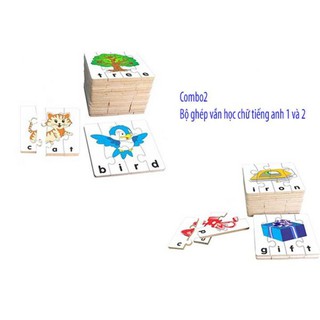 Combo bộ ghép hình học chữ tiếng anh 1 và 2