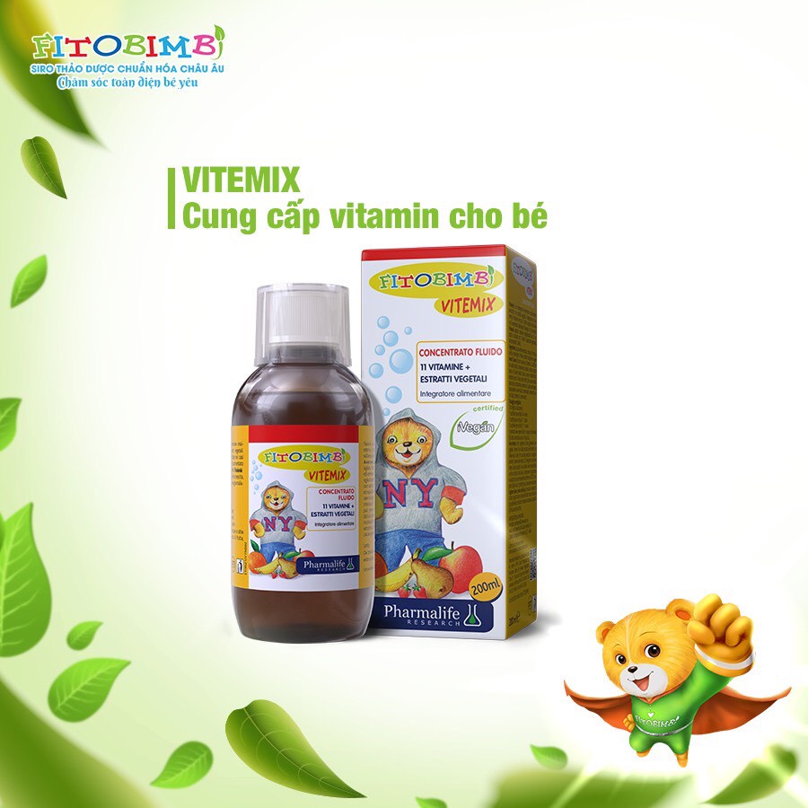 [CHÍNH HÃNG + QUÀ TẶNG] Fitobimbi Vitemix Junior (Vitemix Bimbi) - Bổ Sung Vitamin Và Khoáng Chất Cho Trẻ - 200ml