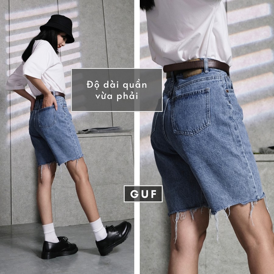 Quần Short Jean Nữ Rách Gấu Cap Cao Dáng Rộng GUF | BigBuy360 - bigbuy360.vn
