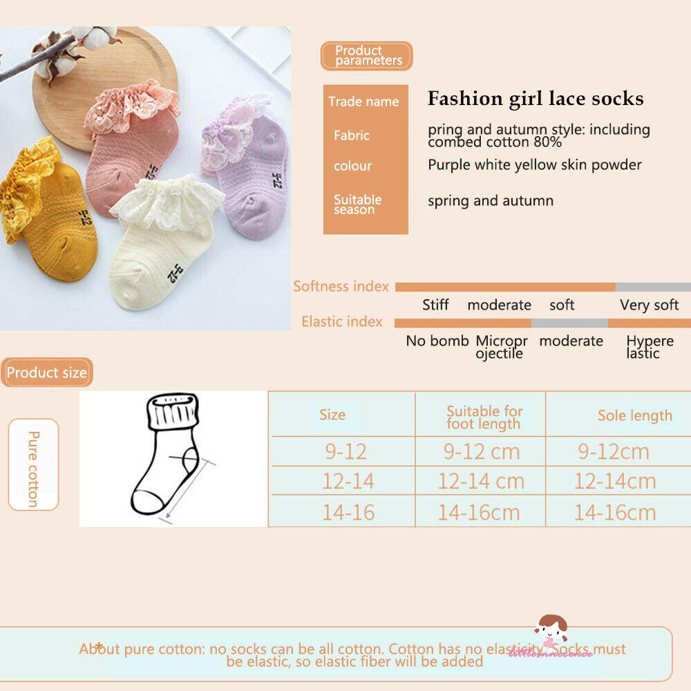 XZQ7-0-5Y Infant Baby Girl Kid Sock Frilly Lace Socks Ankle Sock Princess Socks